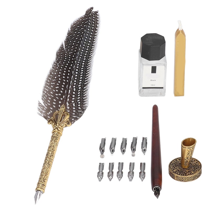 Feather Pen Exquisite Pattern Quaint Texture Comfortable Grip Stainless Steel
