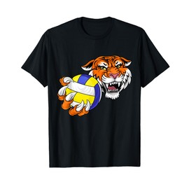 Tiger Volleyball Animal Cartoon Character T-Shirt