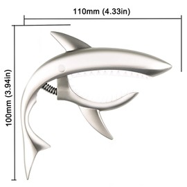 Youniker Guitar Capo Acoustic 6 String,Zinc Alloy Shark Capo for Acoustic and Electric Guitar, Single Handed Acoustic Guitar Capo with 2 Guitar Picks (Silver)