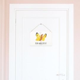 Mr. & Mrs. Panda Personalisiertes Deko Schild Schmetterling Zitronenfalter DIN A6 - Personalisierte Geschenke, Wandschild, Aussenseiter, Dekoschild,
