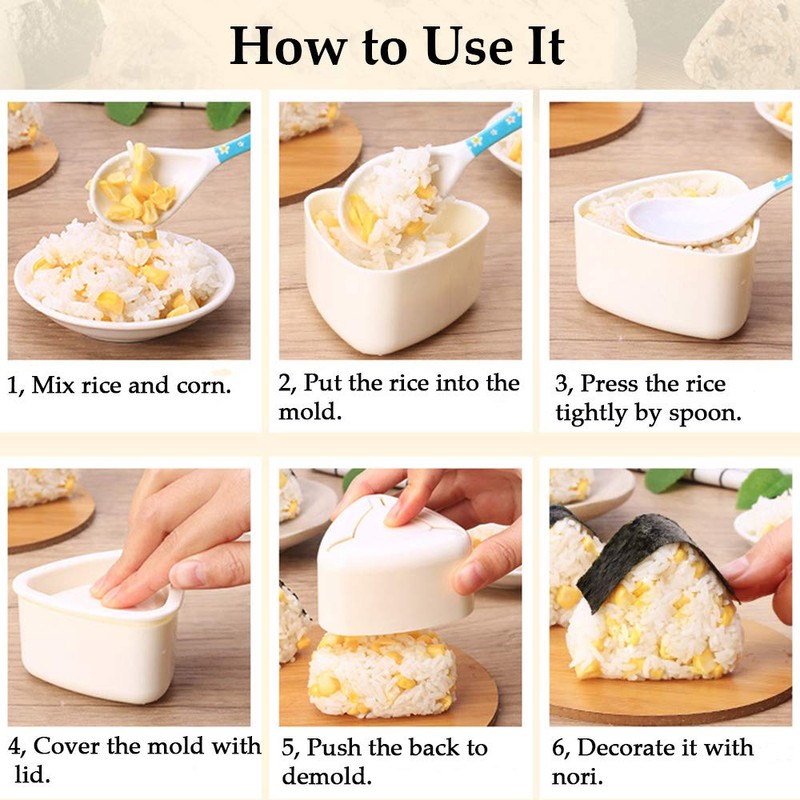 Onigiri 2 Pieces Rice Ball Mold Makers, Triangle Sushi Mold