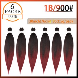 Pre-Stretched Braiding Hair ShowJarlly Easy Braid Professional Synthetic Fibre Crochet Borders 30 Inches 6 Packs/Lot Yaki Texture Braiding Hair Extensions Crochet Braiding Soft Crochet Braiding Hair