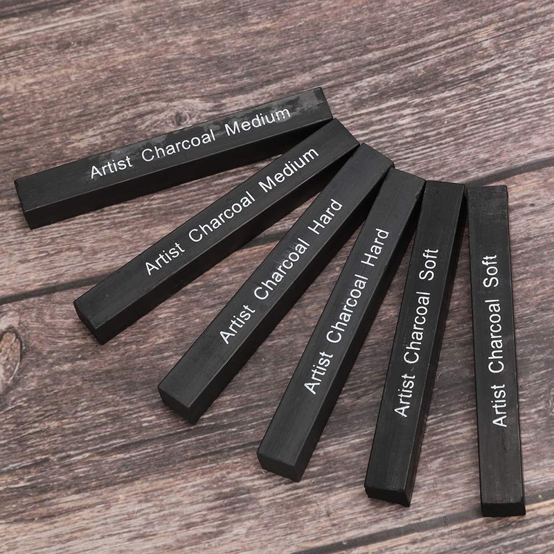 6Pack Compressed Charcoal Sticks for Drawing Sketch Charcoal Stick Professional