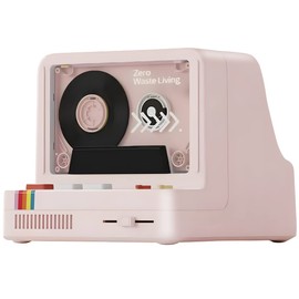 Fsjun X20 Retro Bluetooth Speaker with Vinyl Record Look, Hi-Fi Stereo Sound, 5 Light Modes, Scent Pad Slot, BT 5.0/AUX/TF Card Support, Vintage Home Music Player, 4 Stickers Included (Pink)