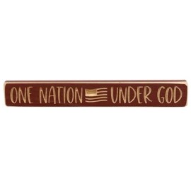 Unbranded New PRIMITIVE Americana ONE NATION UNDER GOD Block Sign 12" Red AGED Engraved