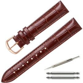 Calme Watch Strap, Genuine, Crocodile-Embossed, Leather Band, Replacement Strap, 0.5–0.9” (12–22 mm), Replacement Instruction Manual Included (English Language Not Guaranteed), genuine leather
