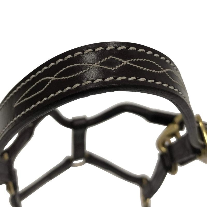 Huntley Equestrian Fancy Stitched Adjustable Premium Leather Pony Halter with