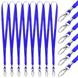 Swpeet 50Pcs 18" Flat Blue Nylon Durably Neck Bulk Safety Lanyards with Breakaway Swivel Hook Clips, ID Badges Card Holders Name Tag Office Bulk Comfortable Lanyards for Conferences, Schools, Offices