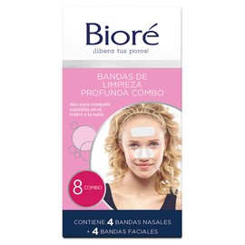 Bioré Bandas de Limpieza Profunda Combo, 4 Bandas Nasales 4 Bandas Faciales