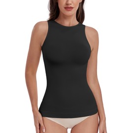 EUYZOU Women Shapewear Tummy Control Tank Tops Seamless Compression Tops Body Shaper Camisole, Black L