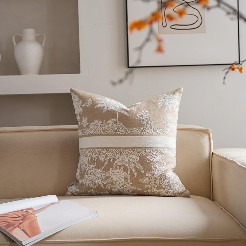 Croker Horse Premium Throw Pillow Covers 20x20 Inches - Oatmeal
