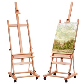 VEVOR Studio H-Frame Easel Holds Canvas Art up to 48" Beechwood Artists Easel