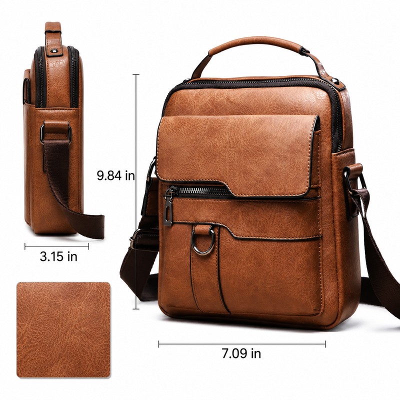 Men’s PU Leather Crossbody Shoulder Bag for Travel & Daily
