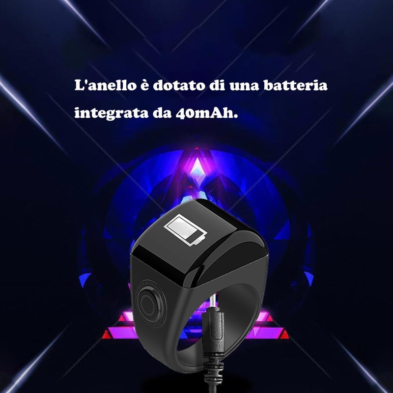 KEWAYO Anello Smart Tasbih, Contatore Preghiere, Clicker Digitale, Ricaricabile, Dito,