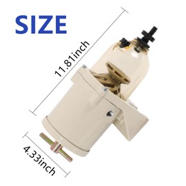 AUIVERED 500FG 500FH Diesel Fuel Filter Water Separator - Ideal for Outboard Engines & Trucks - 60 GPH Flow 2/10/30 Micron Rating Max 15 psi Pressure