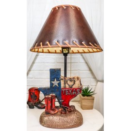 Rustic Western Patriotic I Heart Texas State Map With Cowgirl Boots Table Lamp