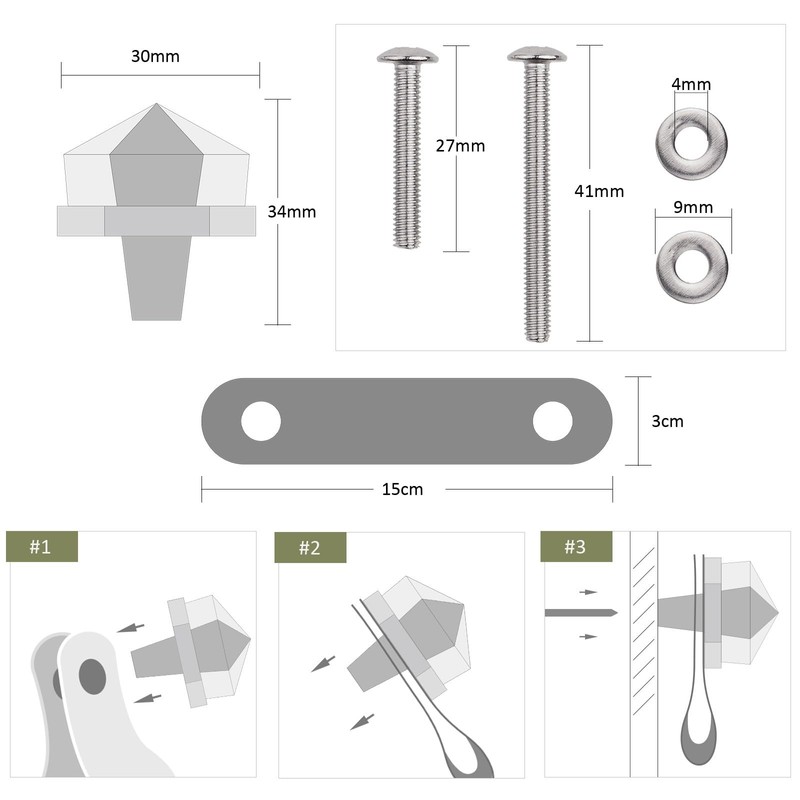 mookaitedecor Set of 2 Rock Quartz Crystal Hexagon Drawer Knobs,