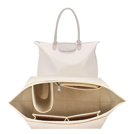 BOOSHMall Organiser for Longchamp Bag, Bag Insert Organiser, Multi Pocket Handbag Insert, Purse Accessories for Compartments, Gifts for Women, Beige, M