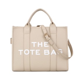 The Tote Bag de piel grande para mujer, Bolsas Totes con cierre, bolsa tote bag mujer, bolsa cruzada de PU para escuela, viajes, oficina (Beige)