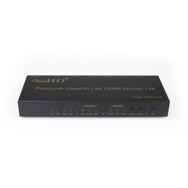 ViewHD Prosumer Ultra HD | 4K@30Hz HDMI 1x4 Splitter with Advanced Programmable Video and Audio Features and Remote Control | VHD-PRO1X4i