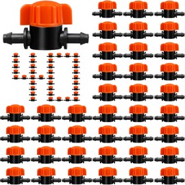 JOYPRO 1/4" Drip Irrigation Valves, 40 Pcs Drip Irrigation Shut Off Switch Valve for 1/4 Inch Drip Irrigation Tubing, Water Flow Control Valve Drip Line Cut Off Valve for Drip Sprinkler Garden Systems