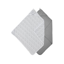 Meyco Baby Hooded Towel Cheetah Plain Grey 80 x 80 cm Pack of 2
