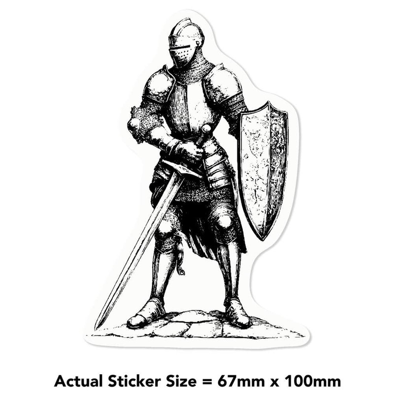Medium 100mm 'Knight Standing ' Transparent/Clear Sticker Decal for Windows/Cars/Walls