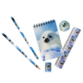 Deluxebase Wild Stationery Set - Baby Seal from These cute school stationary sets for girls include 2 pencils, eraser, sharpener, ruler and notebook