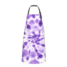 Yipaidel Waterproof Purple Tie Dye Adjustable Bib Apron for Cooking Baking with 2 Pockets - Chef Apron for Men & Women Kitchen BBQ Grill