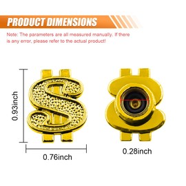 4PCS US Dollar Sign Car Tire Valve Stem Caps - Universal Dollar Symbol Wheel Valve Caps Car Tire Air Caps Cover - Leakproof Dust Cover with Rubber Ring for Cars Bikes Motorcycles Trucks (Gold)