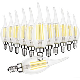Energetic LED Candelabra Light Bulb 60W Equivalent E12 LED Bulb Dimmable 5000K Daylight, CRI 90+, Chandelier Light Bulbs, 5W 500LM Flame Tip CA11 Candle Light Bulbs, UL Listed - Pack of 12