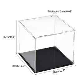sourcing map Acrylic Clear Display Case Box Dustproof Protection Cube Collectible Display Box 25 x 25 x 25 cm