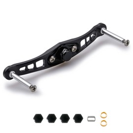 HEIGHTEN 4.7/3.6 inches (120/92 mm) Bait Reel Handle (No Knobs) Shimano Daiwa Abu Garcia Universal Bait Reel Wing Series (323 mm - Black)