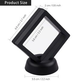 Jutieuo 4Pcs 3D Floating Frame with Stand, Challenge Coin Display Holder, Small Shadow Box for Earrings, Rings, Brooch, Military Medal, Black, 2.75x2.75 inches