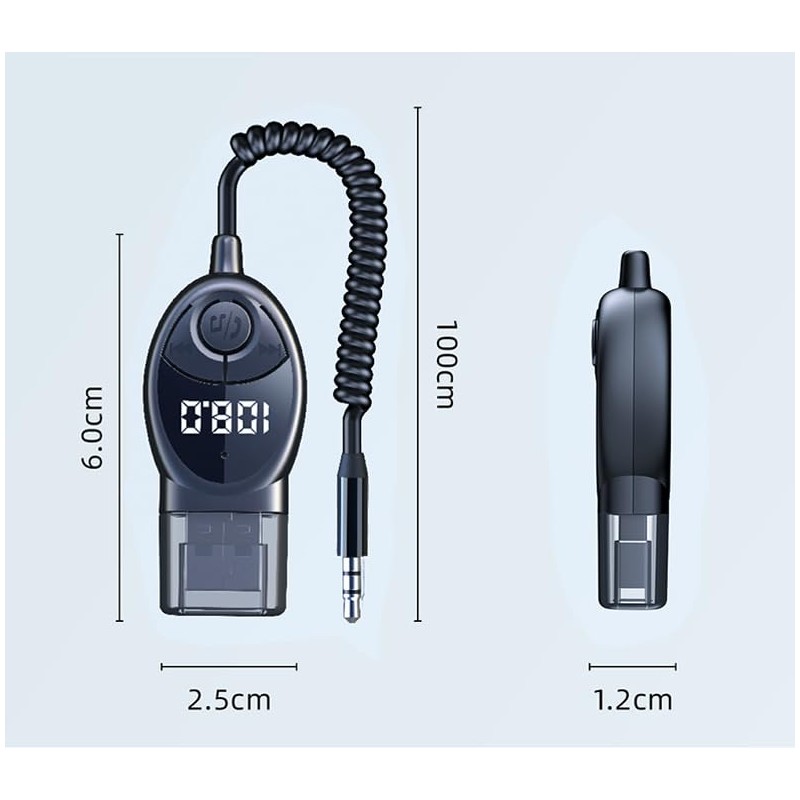 Bluetooth 5.3 Wireless Auto FM Sender Aux Adapter USB auf