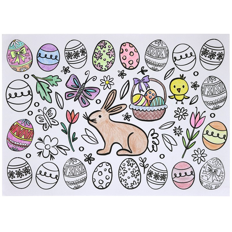 Iconikal Color-Your-Own 2-Sided Reversible Disposable Paper Place Mats, 14 x