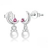 PAHALA 925 Sterling Silver Shell Bead Drop CZ Earrings