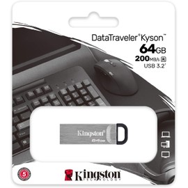Kingston 64GB DataTraveler Kyson High Performance up to 200MB/s USB 3.2 Metal Flash Drive DTKN/64GB Bundle with (1) GoRAM Black Lanyard (64GB, 1 Pack)