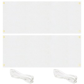 Jortmrd Set of 2 200 x 100 cm Large Blank Banner, White with Eyelets, Polyester DIY with 10 m Hanging Rope, Paintable White Canvas Banners for DIY Painting, Wedding, Birthday