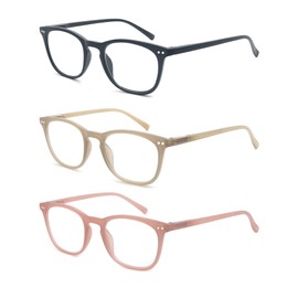 MODFANS - Gafas de lectura para hombre y mujer, con marco brillante y ligero, flexible, bisagras de resorte, elegantes con bolsa/paño