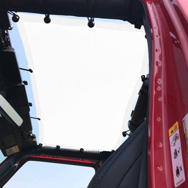 Shadeidea Sun Shade Top for Jeep Wrangler JL Unlimited (2018-2023) 2 Door and 4 Door Front-White Mesh Screen Sunshade JLU SAHARA RUBICON SPORT S Top Cover UV Blocker with Grab Bag-10 Year Warranty
