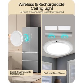 GOEBLESON 2 Pack Rechargeable Motion Sensor Closet Light with Remote, Wireless Ceiling Light, Battery Operated LED Ceiling Light, 3CCT, Dimmable Ceiling Light for Shower Stairs Garage Pantry Hallway