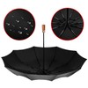 Yaneno Windproof Travel Folding Umbrella Compact Light Real Wood Handle