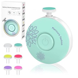 Baby Nail File Electric, Easy & Safe Baby Nail Trimmer for Newborn Infant Toddler, Whisper-Quiet Baby Nail Clipper, 6 Grinding Heads, Green, Baby Show