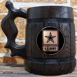 Army Beer Mug, Military Beer Stein, Beer Tankard for Him, Anniversary Gift, Retired Gift