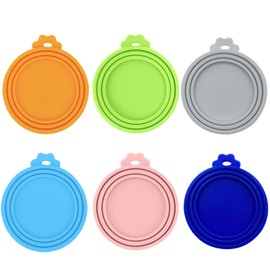 DORUI Pet Food Can Covers, Universal BPA Free Silicone Dog Cat Can Lids, Fit Most Standard Size Dog and Cat Cans(6 pack colors)