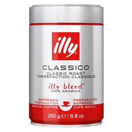 illy Ground Coffee Espresso - 100% Arabica Coffee Ground – Classico Medium Roast - Notes of Caramel, Orange Blossom & Jasmine - Rich Aromatic Profile - Precise Roast - No Preservatives – 250g