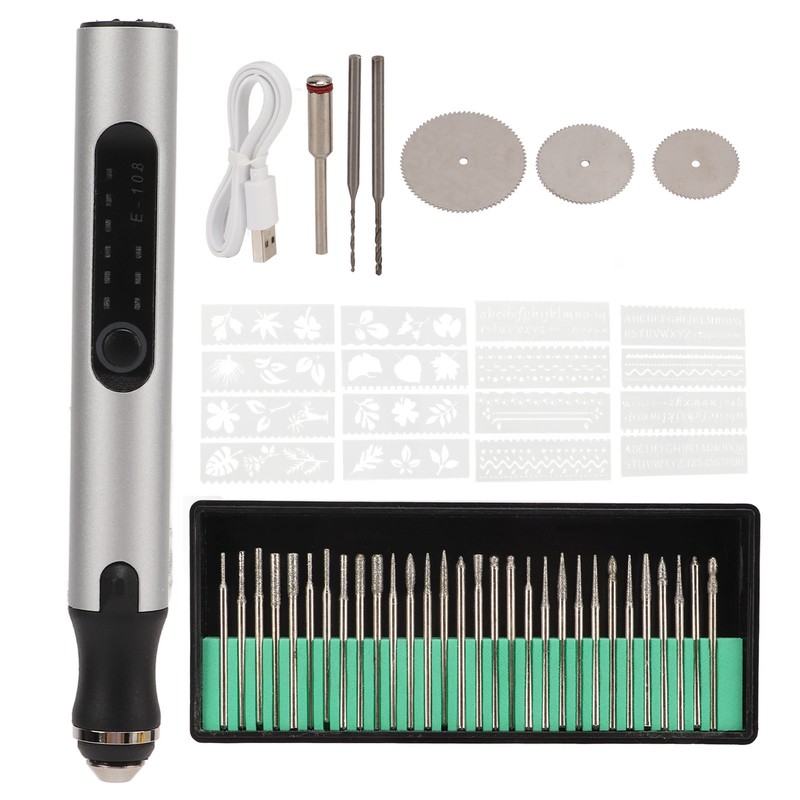 Electric Engraving Pen Aluminum Alloy Silver Mini Micro Engraver with