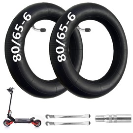 80/65-6 Scooter Inner Tube 10x2.5 Inner Tube 255x80 Electric Scooter 10 inch Tires [Thickened] [Valve Extension] [Tire Levers] [Bent Mouth Vavle] (2 Pack)