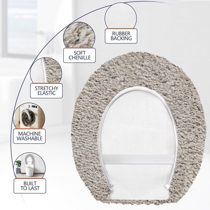 Baahrnom Microfiber Elongated Toilet Seat Cover 19.5"x 15" Machine Washable